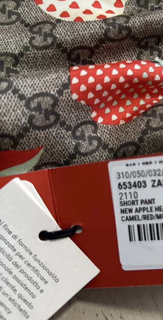 Neu mit Etikett: 1.300 $ Gucci Herren-Shorts aus Seide mit GG-Monogramm und Kamel/Rot/MK 30 US/46 Eu