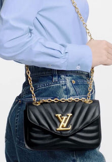 Neue 2850 $ Louis Vuitton LV Leder New Wave Kettentasche PM Schwarz Italien