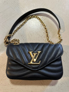 Neue 2850 $ Louis Vuitton LV Leder New Wave Kettentasche PM Schwarz Italien