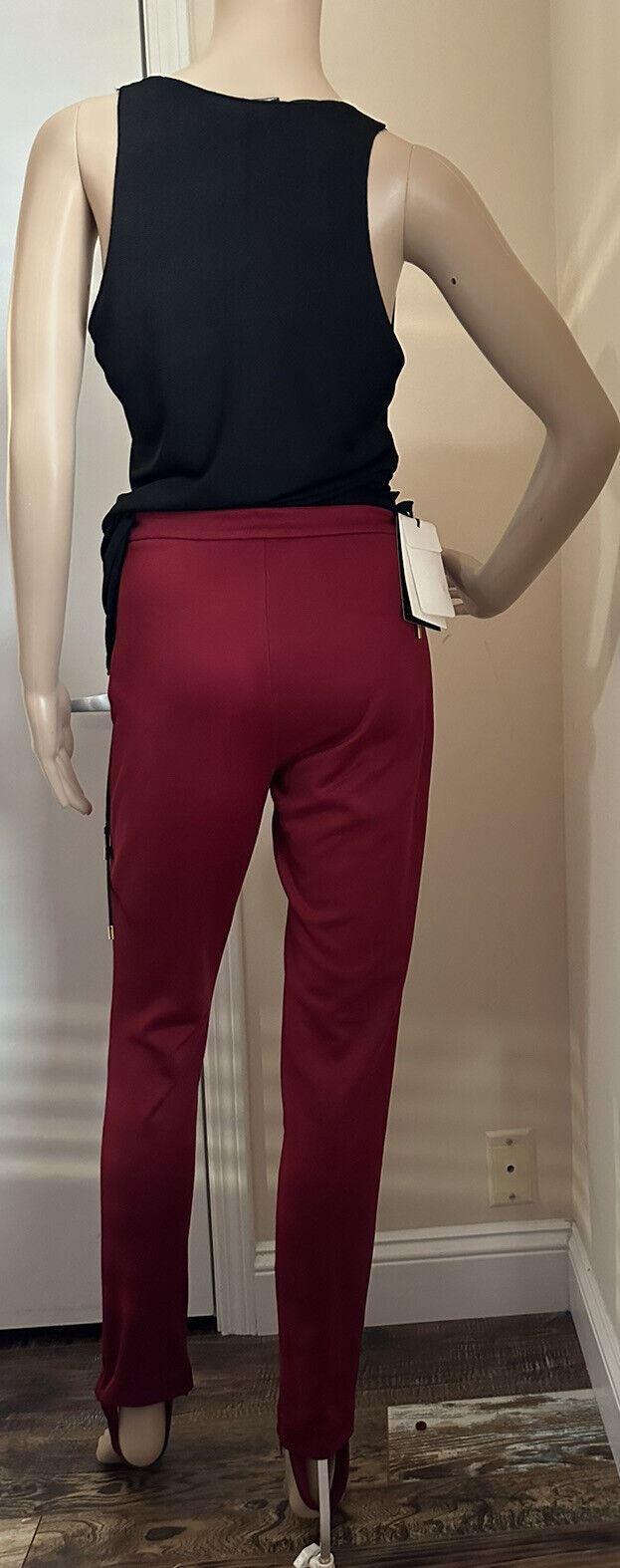 New $1200 Gucci Women Leggings Technical Jersey Pants Burgundy Size S