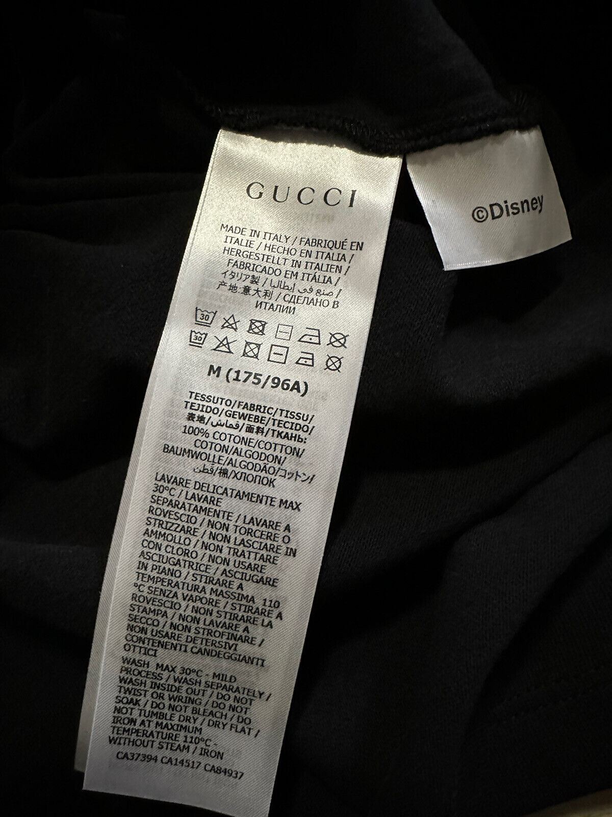 Neues Gucci Herren Kurzarm-Disney-T-Shirt Schwarz Größe S Italien