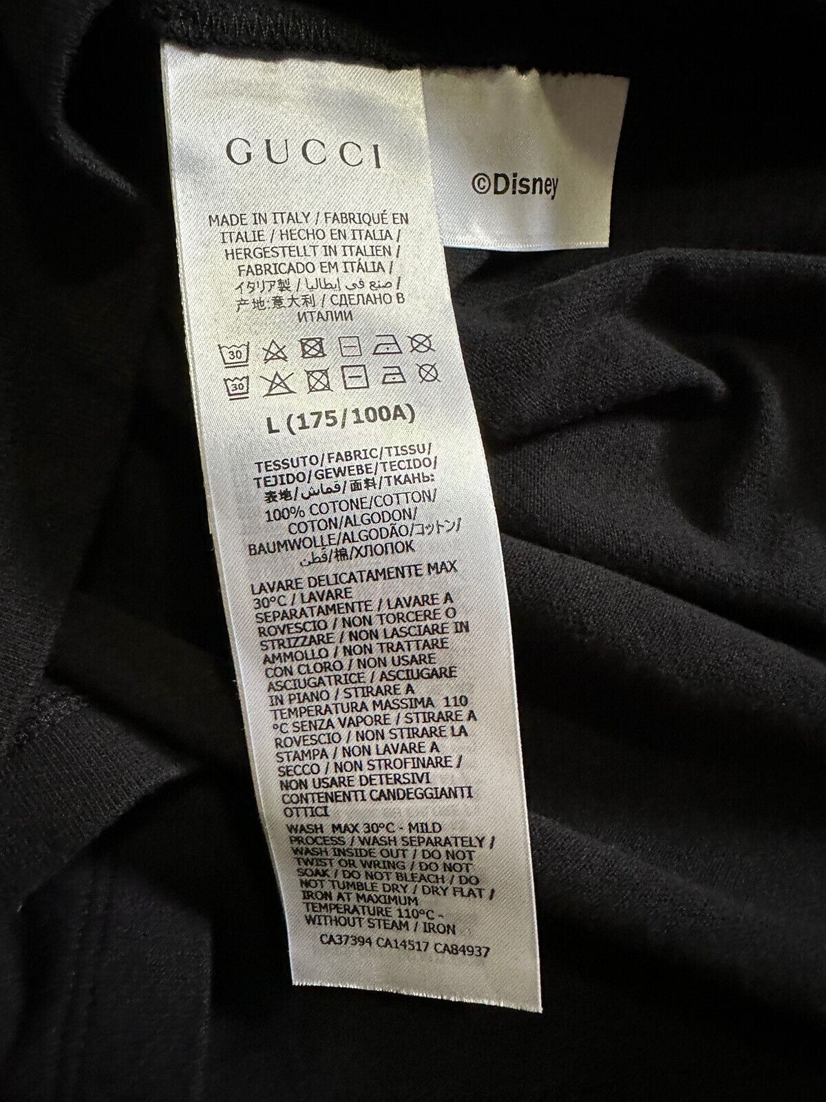 Новая мужская футболка Disney с коротким рукавом Gucci, черная, размер S, Италия