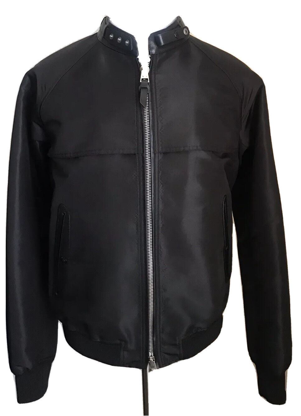 New 4190 TOM FORD Men’s Silk/Leather Blouson Zip Jacket Black 44 US/54 Eu