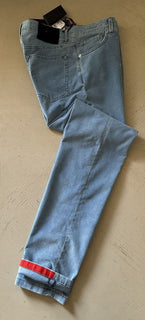 Neu mit Etikett: 1395 $ Kiton Herren Slim Fit Cord-Baumwoll-Kaschmirhose Blau 32 US/48 Eu