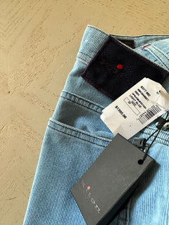 Neu mit Etikett: 1395 $ Kiton Herren Slim Fit Cord-Baumwoll-Kaschmirhose Blau 32 US/48 Eu