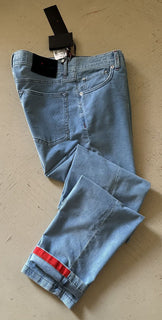 Neu mit Etikett: 1395 $ Kiton Herren Slim Fit Cord-Baumwoll-Kaschmirhose Blau 32 US/48 Eu