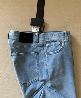 Neu mit Etikett: 1395 $ Kiton Herren Slim Fit Cord-Baumwoll-Kaschmirhose Blau 32 US/48 Eu