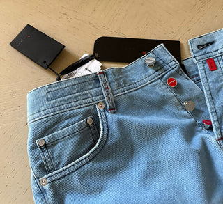 Neu mit Etikett: 1395 $ Kiton Herren Slim Fit Cord-Baumwoll-Kaschmirhose Blau 32 US/48 Eu