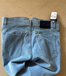 Neu mit Etikett: 1395 $ Kiton Herren Slim Fit Cord-Baumwoll-Kaschmirhose Blau 32 US/48 Eu