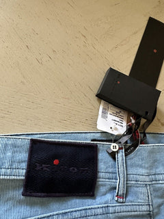 Neu mit Etikett: 1395 $ Kiton Herren Slim Fit Cord-Baumwoll-Kaschmirhose Blau 32 US/48 Eu