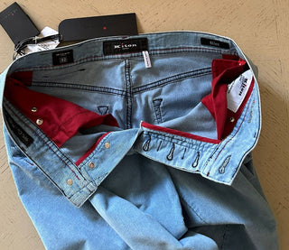 Neu mit Etikett: 1395 $ Kiton Herren Slim Fit Cord-Baumwoll-Kaschmirhose Blau 32 US/48 Eu
