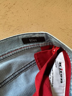 Neu mit Etikett: 1395 $ Kiton Herren Slim Fit Cord-Baumwoll-Kaschmirhose Blau 32 US/48 Eu