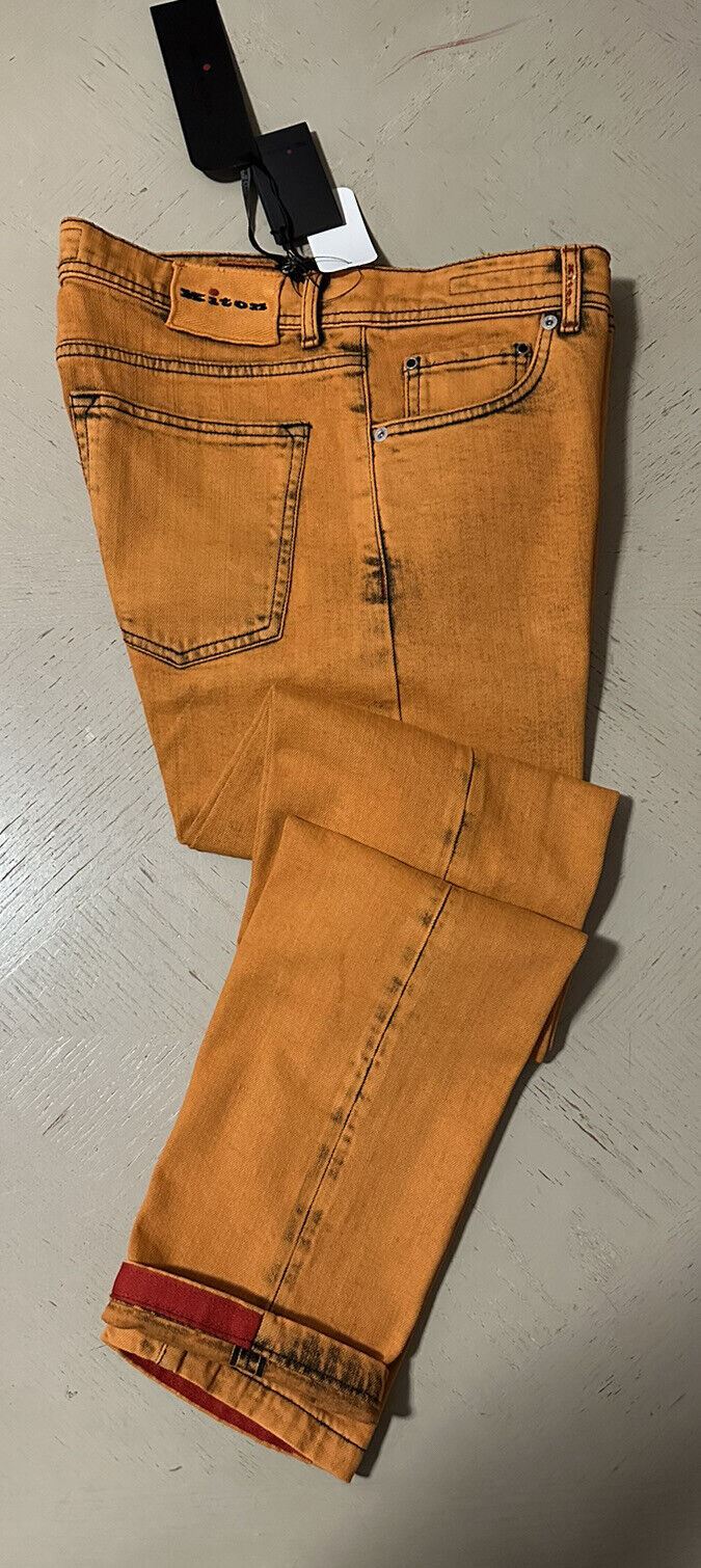 NWT 1895 долларов США. Окрашенные в контрастную строчку джинсы-скинни Kiton. Оранжевые 34 США/50 ЕС