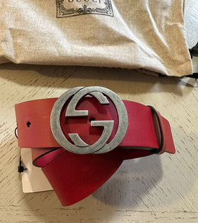 Новый кожаный ремень Gucci с пряжкой GG Rosso Red 90/36 546389