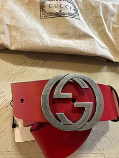 Новый кожаный ремень Gucci с пряжкой GG Rosso Red 90/36 546389