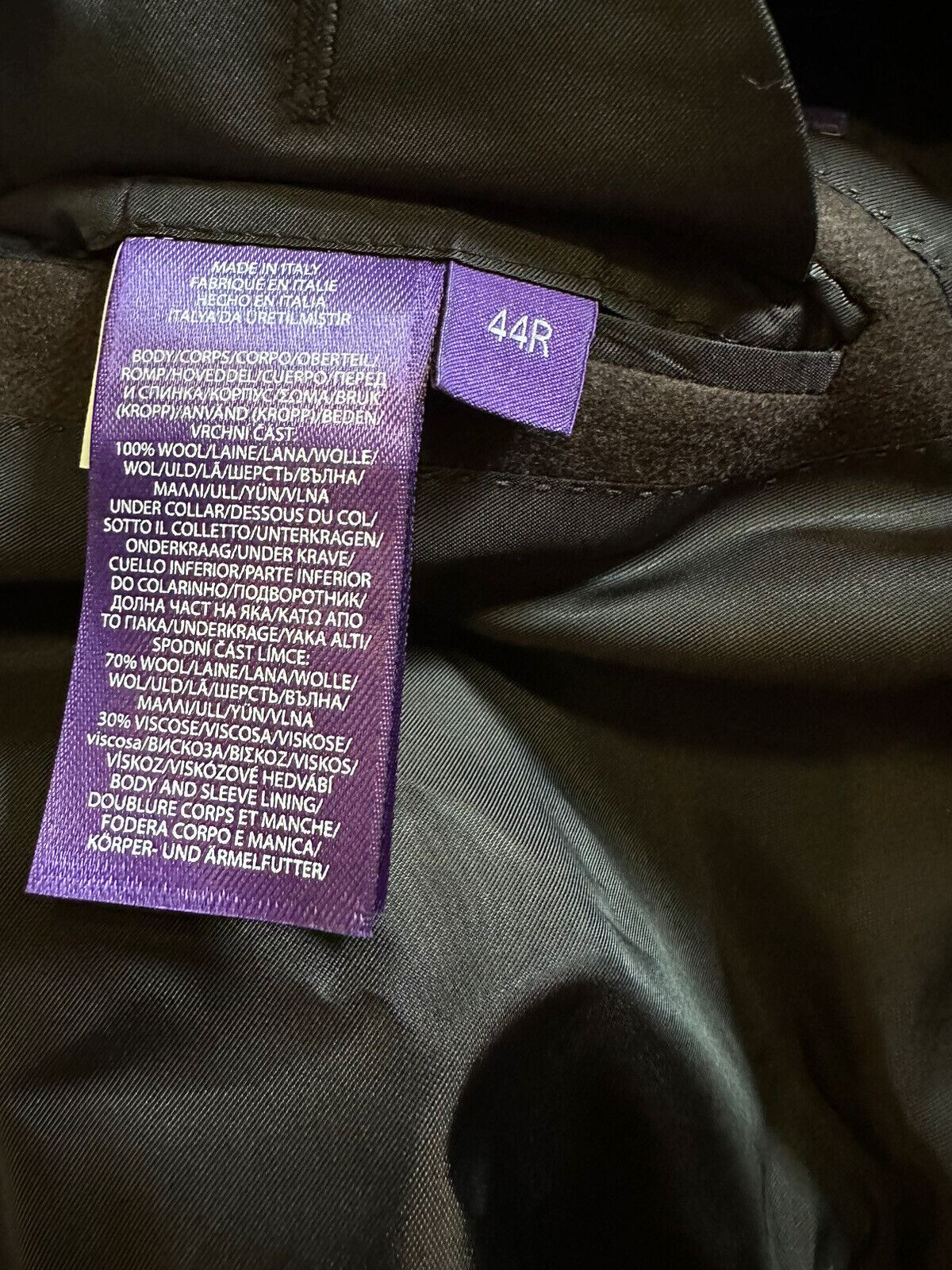NWT $3295 Ralph Lauren Purple Label Мужской пиджак Коричневый 44R США/54R ЕС Италия