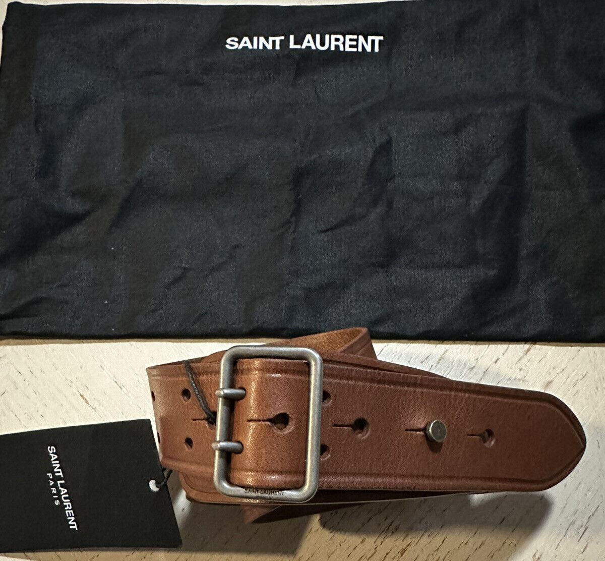 Neuer Saint Laurent Damen Ledergürtel Farbe Braun 75/30 Italien