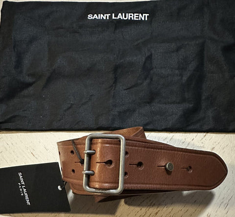 New Saint Laurent Women Leather Belt Color Brown 75/30 Italy