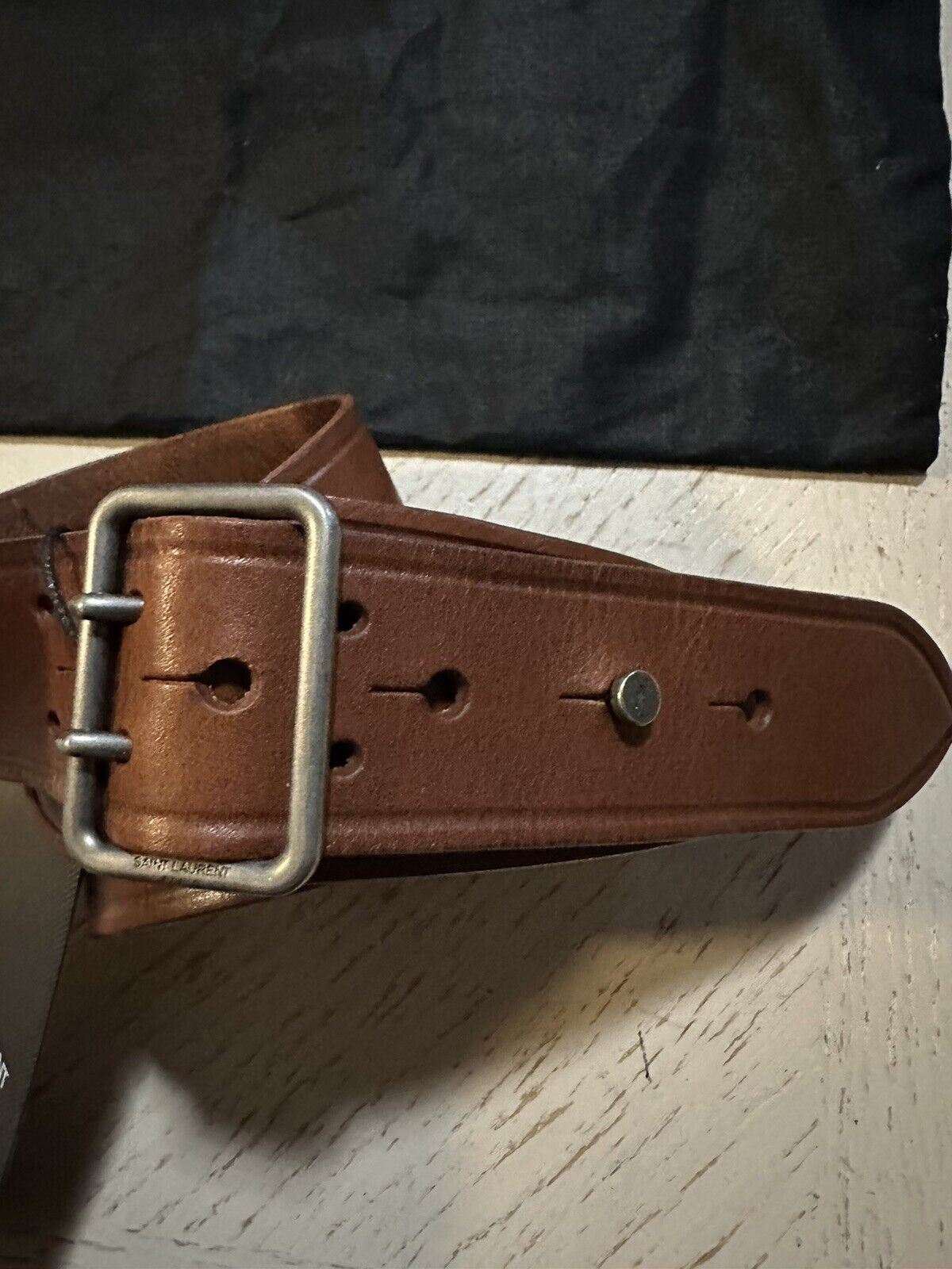 New Saint Laurent Women Leather Belt Color Brown 75/30 Italy