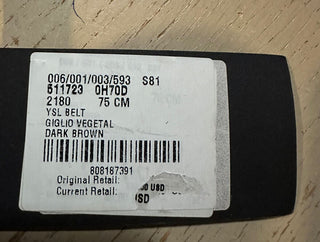 New Saint Laurent Women Leather Belt Color Brown 75/30 Italy