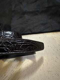 Neuer Saint Laurent Herren-Ledergürtel mit Krokodilprägung, Schwarz, 95/38