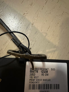 Neuer Saint Laurent Herren-Ledergürtel mit Krokodilprägung, Schwarz, 95/38