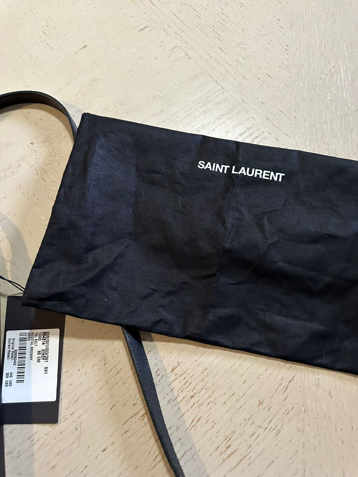 Новый женский кожаный ремень Saint Laurent F BclFolk Dbltour за 445 долларов, черный 85/34