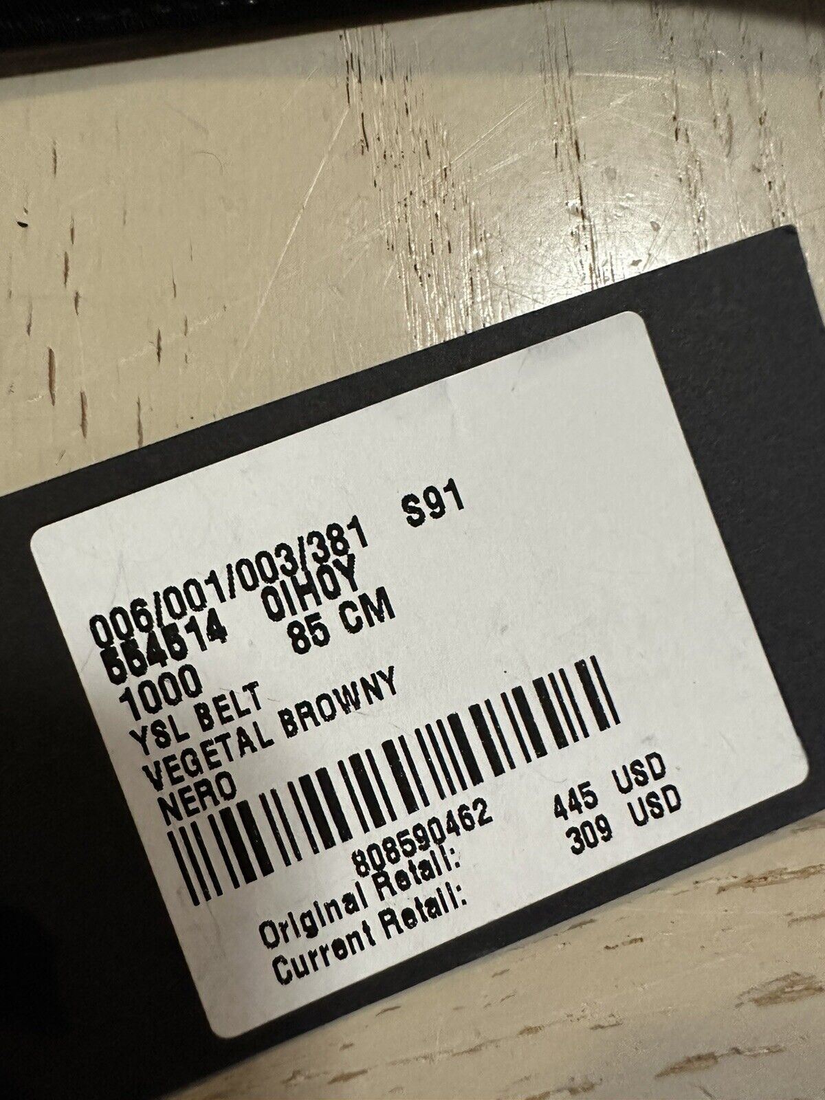 Новый женский кожаный ремень Saint Laurent F BclFolk Dbltour за 445 долларов, черный 85/34