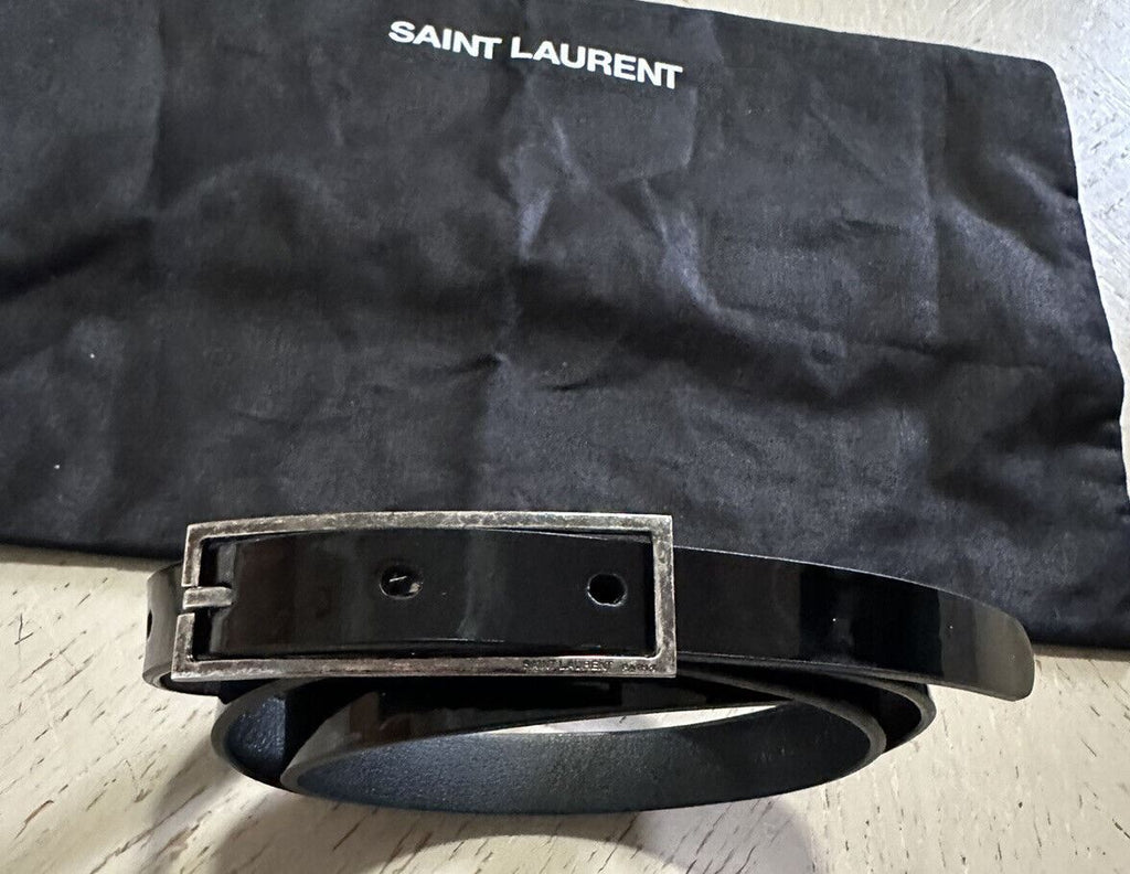 Neuer schmaler Damengürtel aus Lackleder von Saint Laurent, Farbe Schwarz, 75/30, Italien