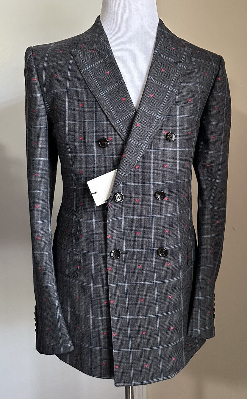 New $3980 Gucci Men’s Double Breasted Suit DK Gray 42R US ( 52R Eu ) Italy