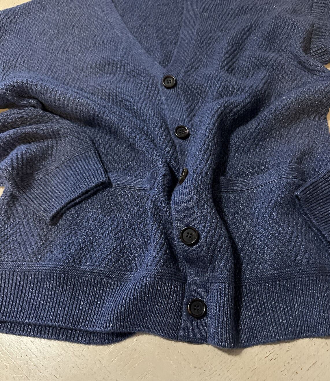 NWT $1095 Ralph Lauren Purple Label Men Cardigan Linen/Cash. Sweater Blue L Ita.