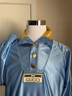 Neu mit Etikett: 1.650 $ Gucci Herren-Trainingsjacke aus technischem Polyester in Übergröße, leuchtendes Blau S