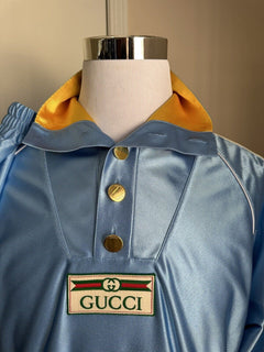 Neu mit Etikett: 1.650 $ Gucci Herren-Trainingsjacke aus technischem Polyester in Übergröße, leuchtendes Blau S