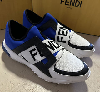 NIB $980 Fendi Men Forever Fendi Runner Sneakers Shoes White/Blue 9 US/42 Eu