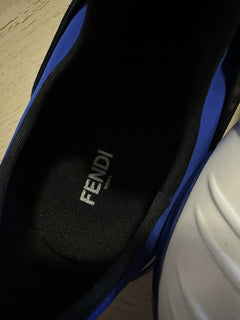 NIB $980 Fendi Men Forever Fendi Runner Sneakers Shoes White/Blue 9 US/42 Eu