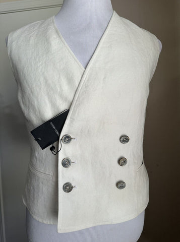 New $1395 Giorgio Armani Men Linen Gilet Vest Off White 40 US ( 50 Eu )