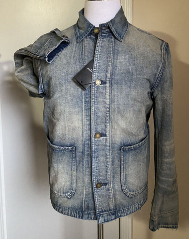 New $1650 Saint Laurent Men Fifties Denim Jacket Sun Dirty Blue XL