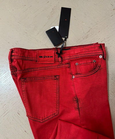 NWT $1895 Kiton Men Straight Leg Slim Fit Jeans Pants Red 38 US/54 Eu Italy