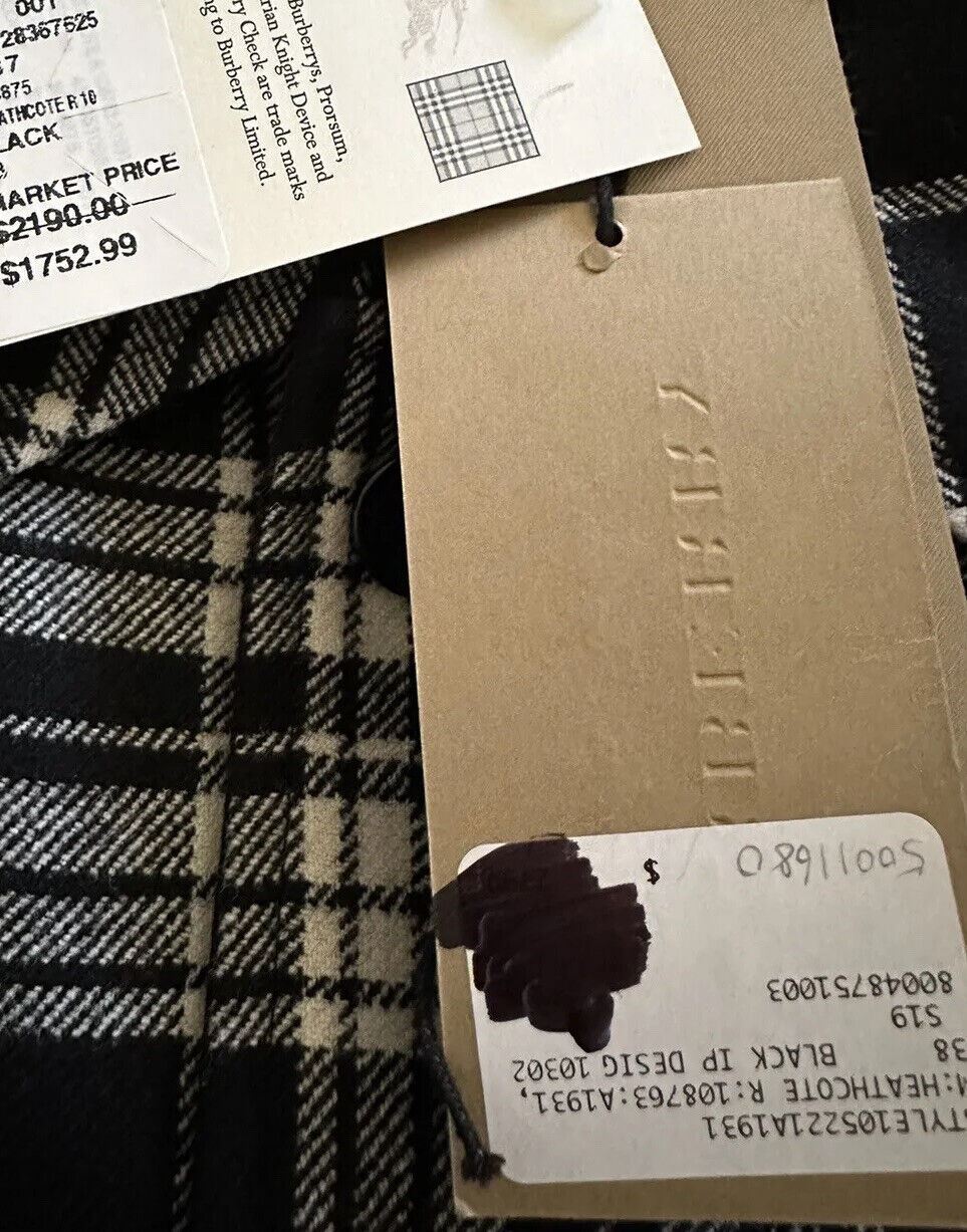 New $2790 Burberry Men Heathcoate Reversible Top Coat Black size 38 US/48 Eu