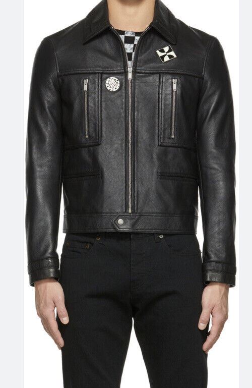 Новая мужская кожаная куртка Saint Laurent, пальто, черное, 40 США/52 ЕС, Италия, $5490
