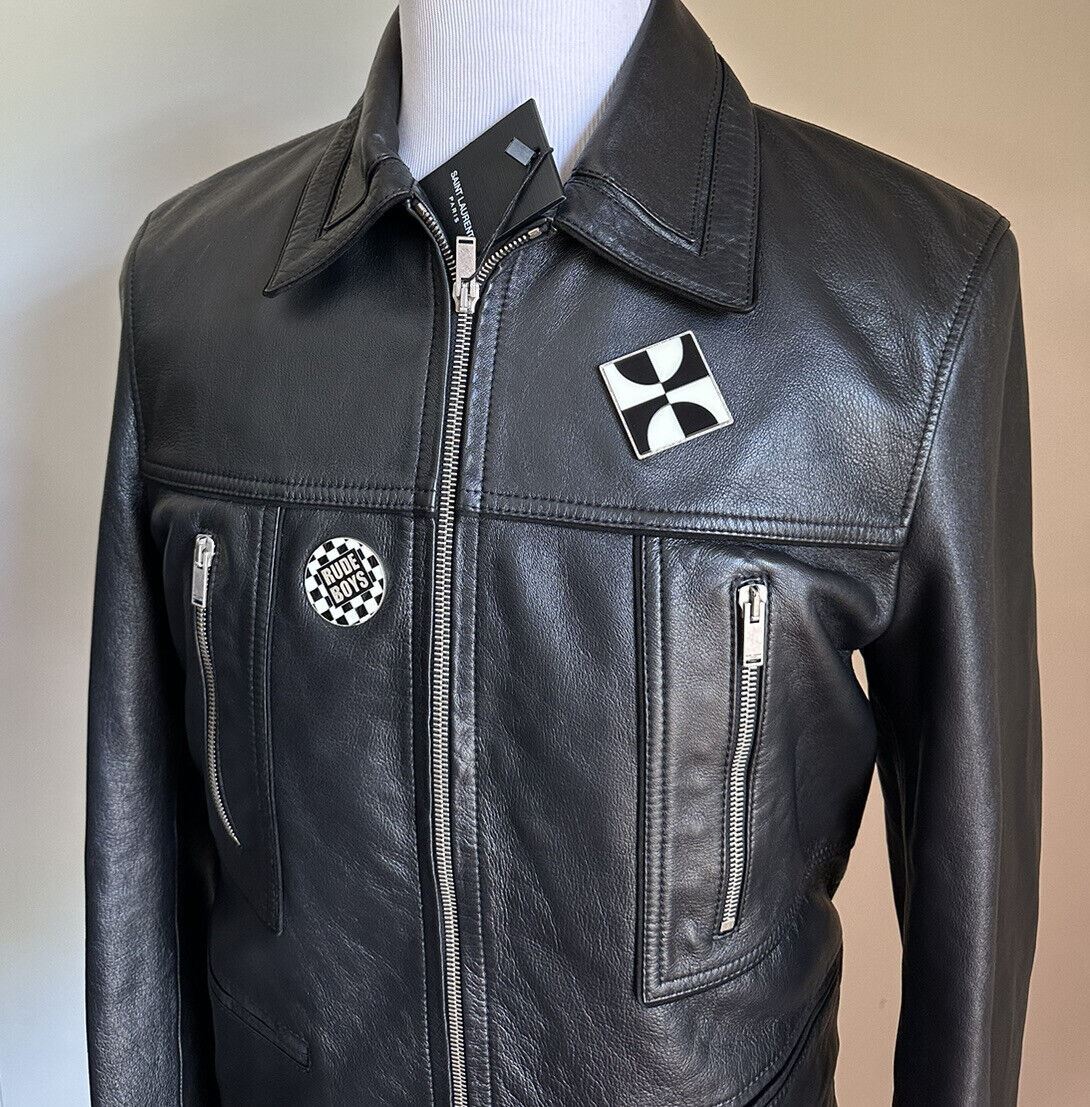 New $5490 Saint Laurent Men’s Leather Jacket Coat Black 40 US/52 Eu Italy