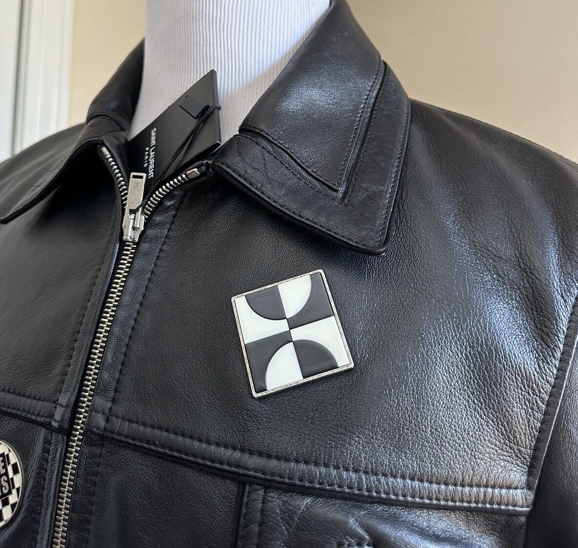 Новая мужская кожаная куртка Saint Laurent, пальто, черное, 40 США/52 ЕС, Италия, $5490