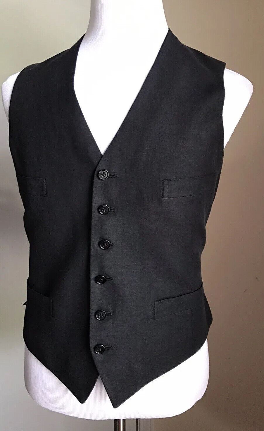 New $595 Ralph Lauren Purple Label Men Linen/Silk Vest Black 40R US/50R Eu Italy