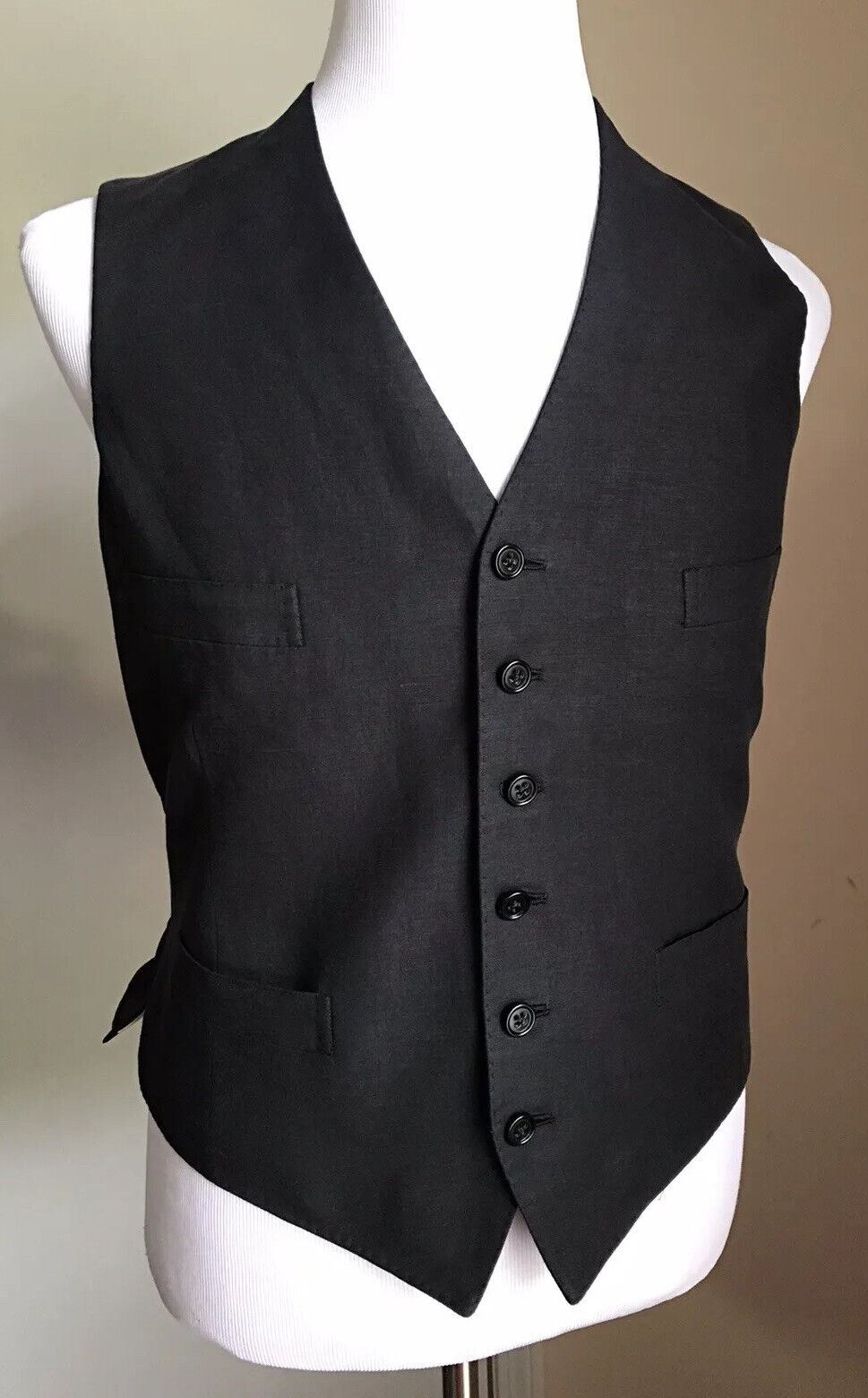 New $595 Ralph Lauren Purple Label Men Linen/Silk Vest Black 40R US/50R Eu Italy