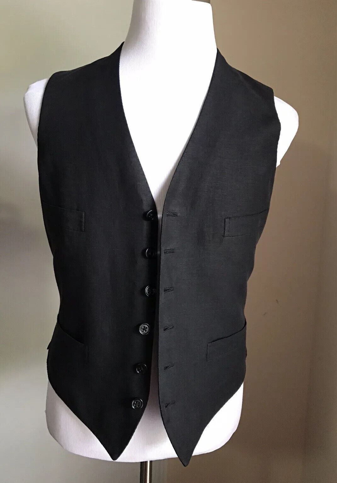 New $595 Ralph Lauren Purple Label Men Linen/Silk Vest Black 40R US/50R Eu Italy