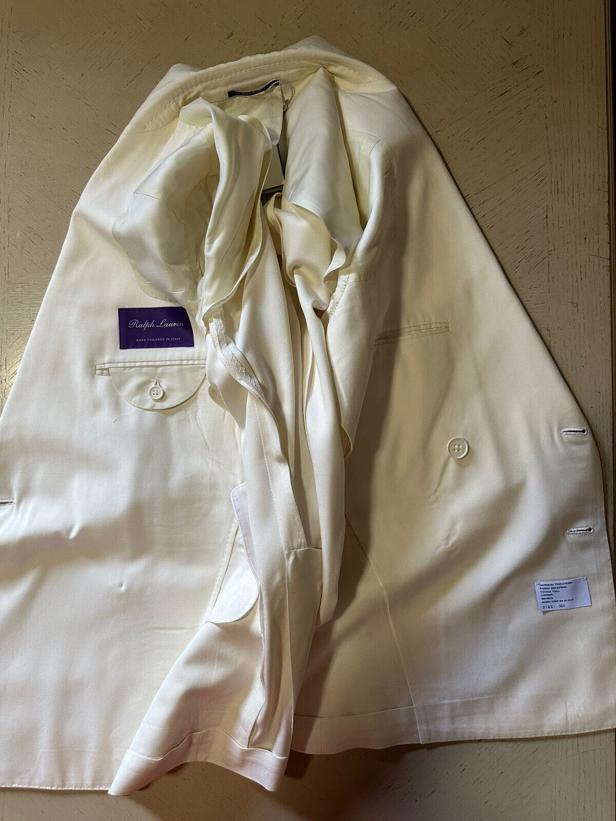 NWT $1995 Ralph Lauren Purple Label Men Blazer Jacket Cream 38S US/48S Eu Italy