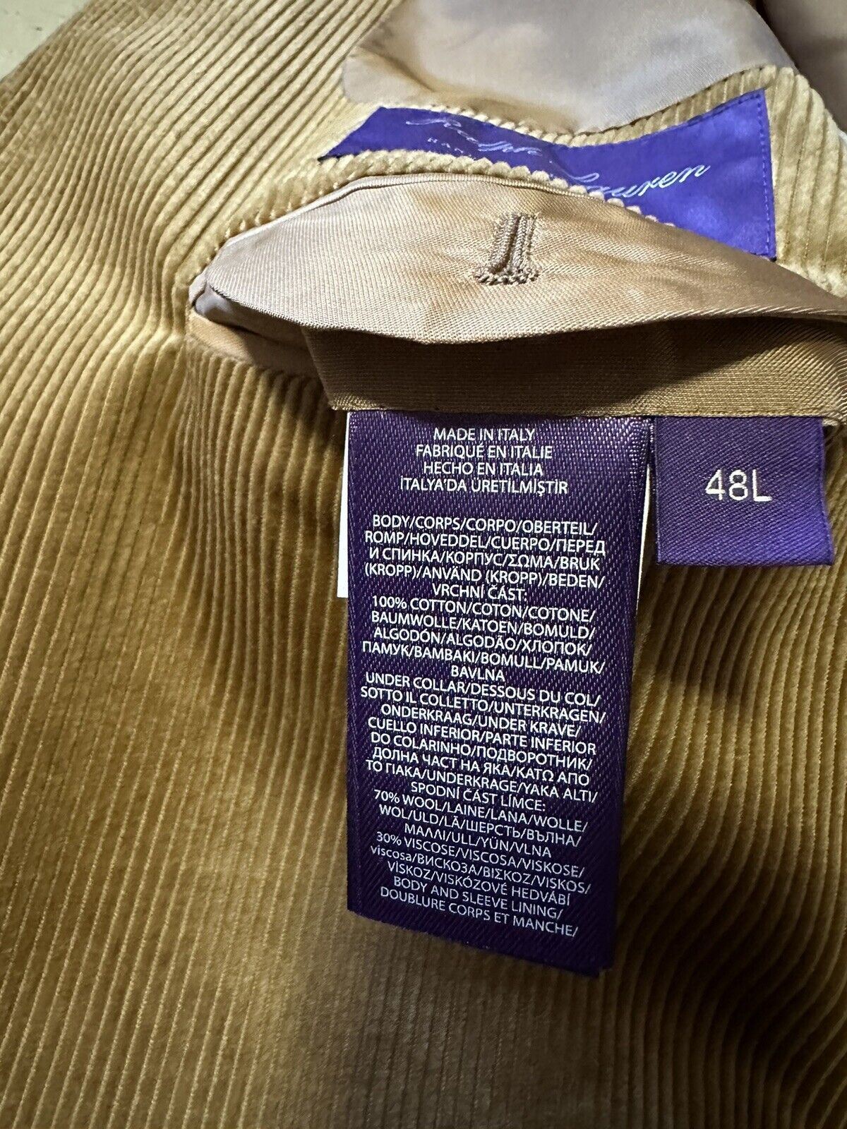 NWT $2495 Ralph Lauren Purple Label Men Corduroy Sport Coat Blazer Camel 48L US