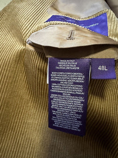 NWT $2495 Ralph Lauren Purple Label Мужское вельветовое спортивное пальто Блейзер Светло-коричневый 48L США