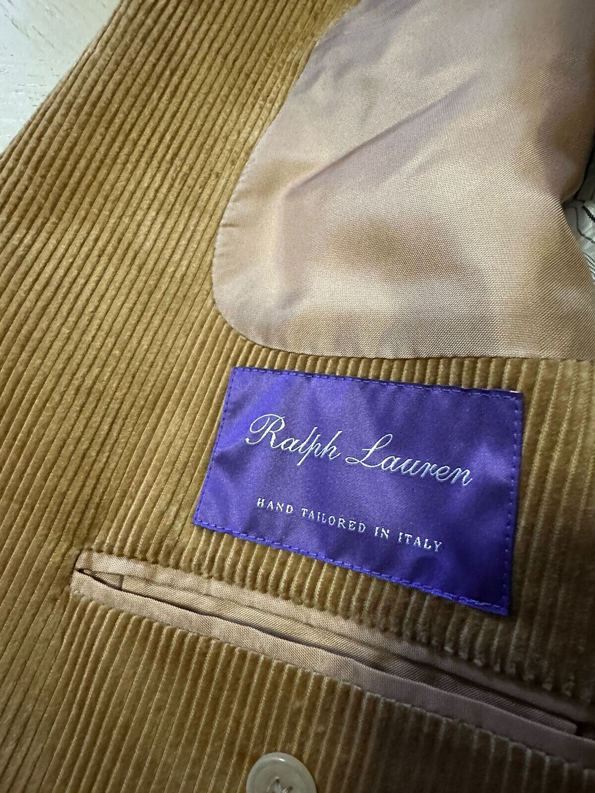 NWT $2495 Ralph Lauren Purple Label Men Corduroy Sport Coat Blazer Camel 48L US