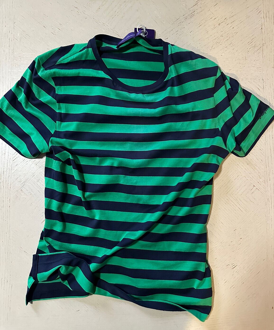 Мужская хлопковая футболка NWT Ralph Lauren Purple Label, зеленая, размер XS